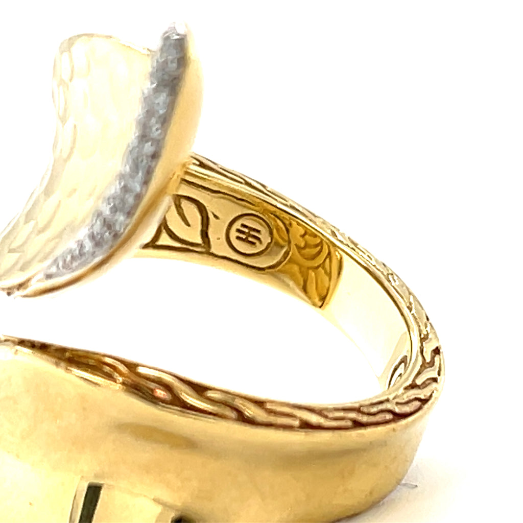 John Hardy Classic Chain 18k Yellow Gold & Diamond Bypass Ring, Size 7.25