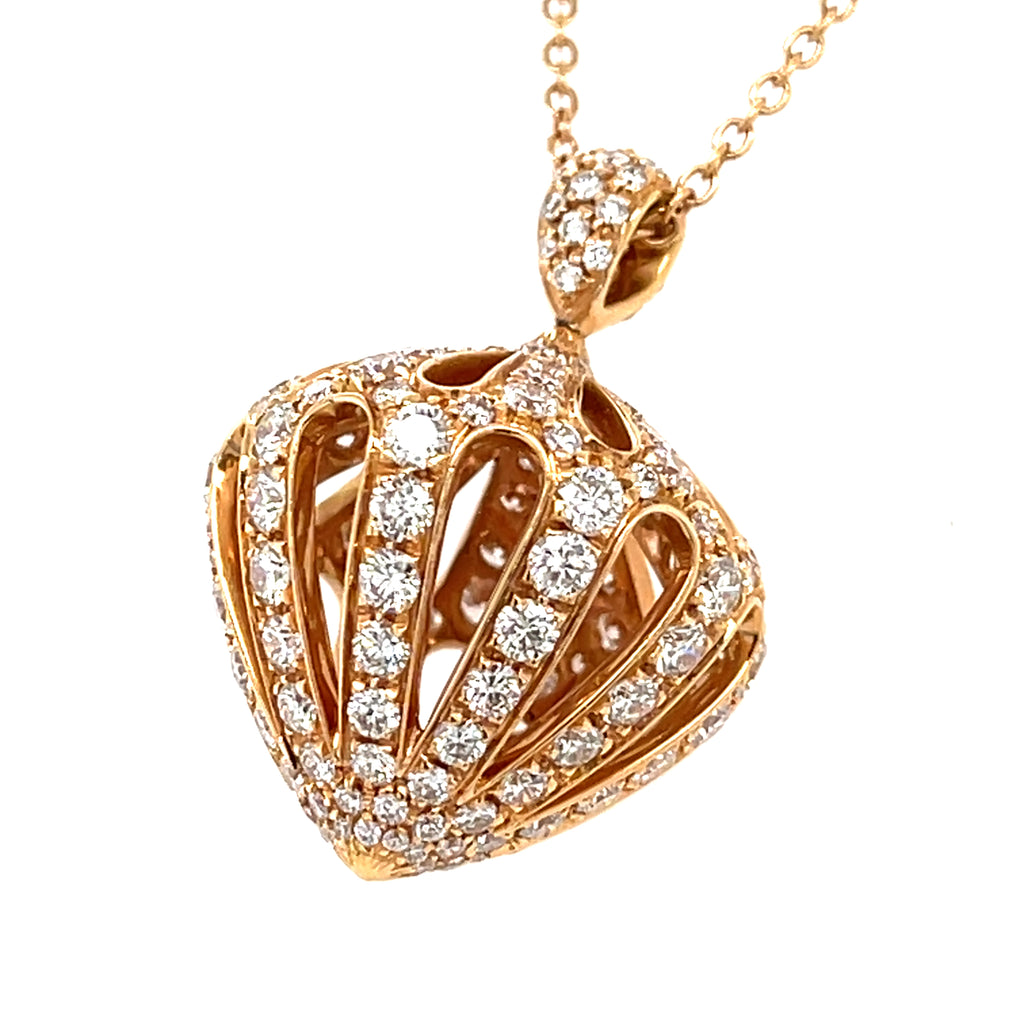 Luca Carati 18k Rose Gold & 4.30ct Diamond Bulb Pendant, Length 30"