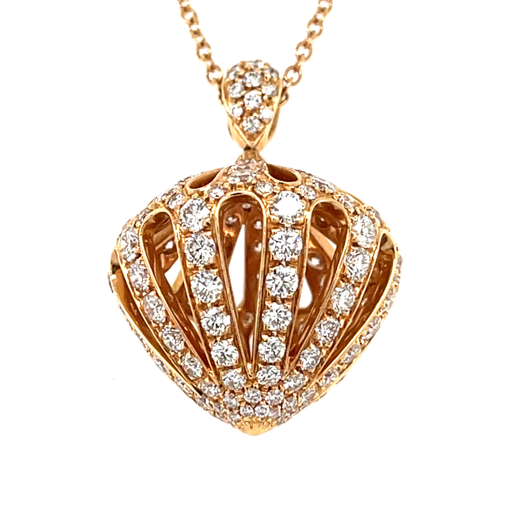 Luca Carati 18k Rose Gold & 4.30ct Diamond Bulb Pendant, Length 30"