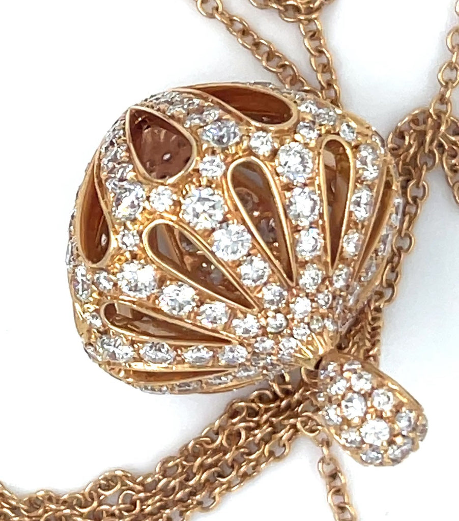 Luca Carati 18k Rose Gold 4.30 ct Diamond Bulb Pendant w/ 30" Chain