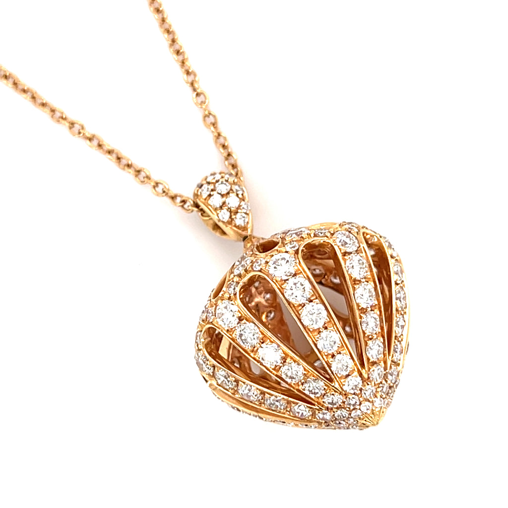 Luca Carati 18k Rose Gold & 4.30ct Diamond Bulb Pendant, Length 30"