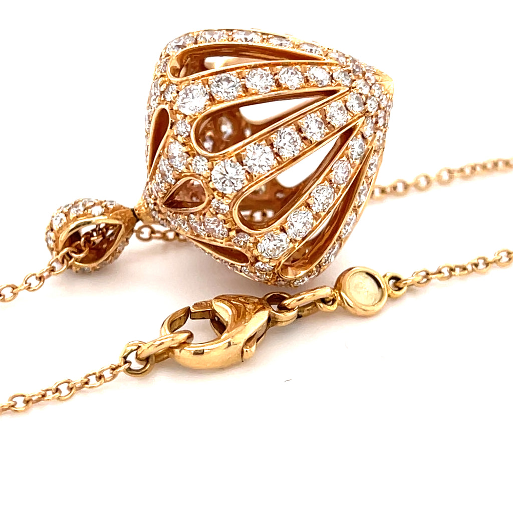 Luca Carati 18k Rose Gold & 4.30ct Diamond Bulb Pendant, Length 30"