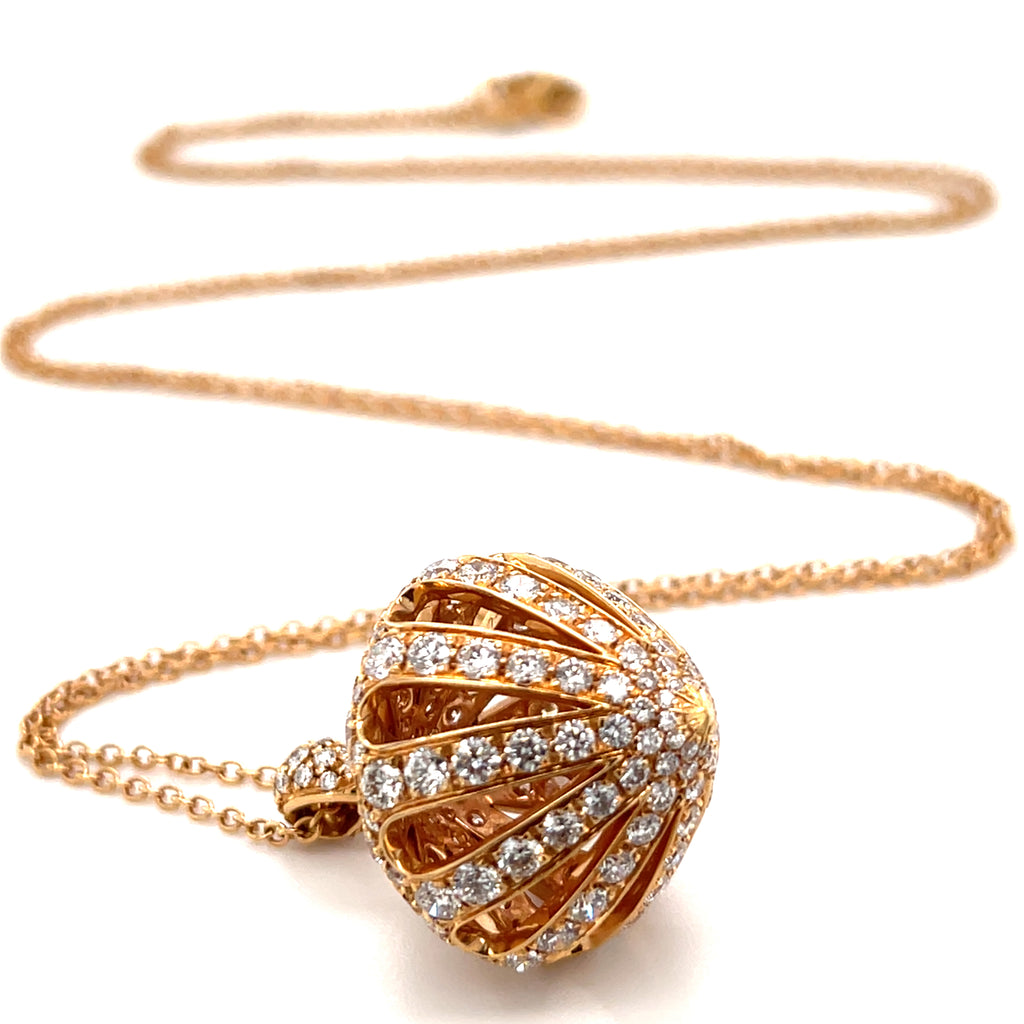 Luca Carati 18k Rose Gold & 4.30ct Diamond Bulb Pendant, Length 30"