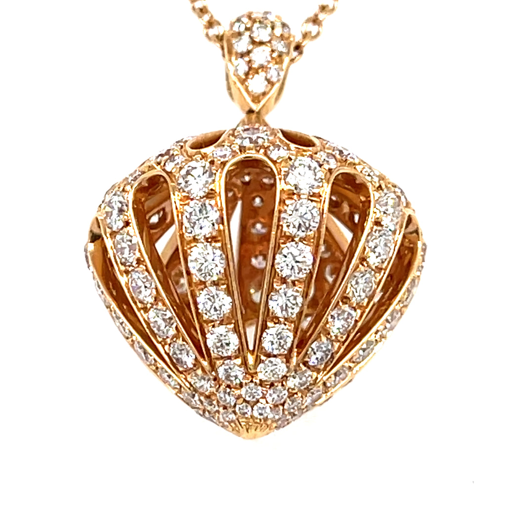 Luca Carati 18k Rose Gold & 4.30ct Diamond Bulb Pendant, Length 30"