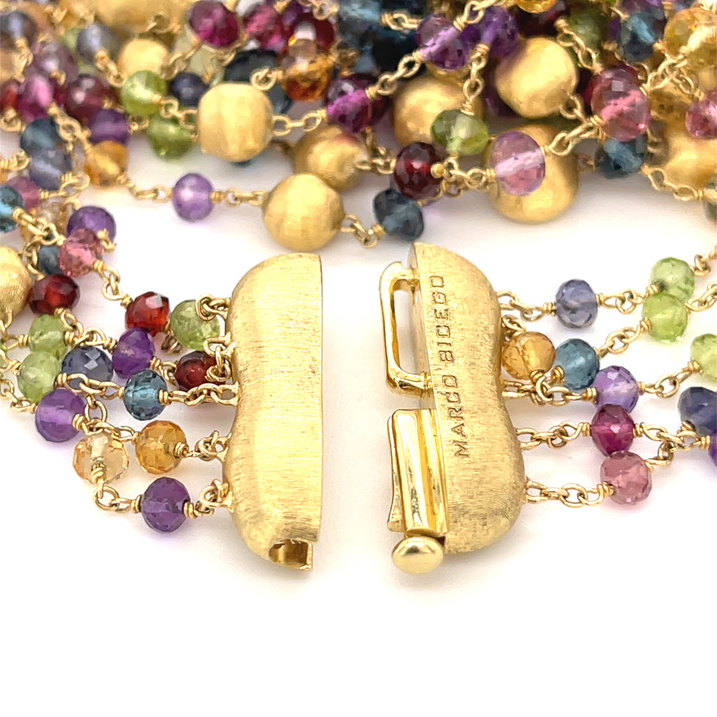 Marco Bicego 18k Gold & Five-Strand Graduated Beaded Gemstone Necklace, Length 18"