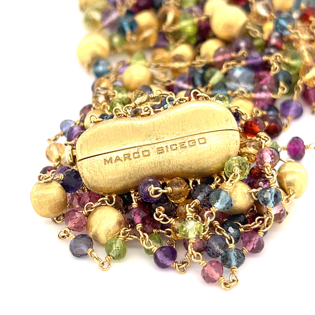 Marco Bicego 18k Gold & Five-Strand Graduated Beaded Gemstone Necklace, Length 18"