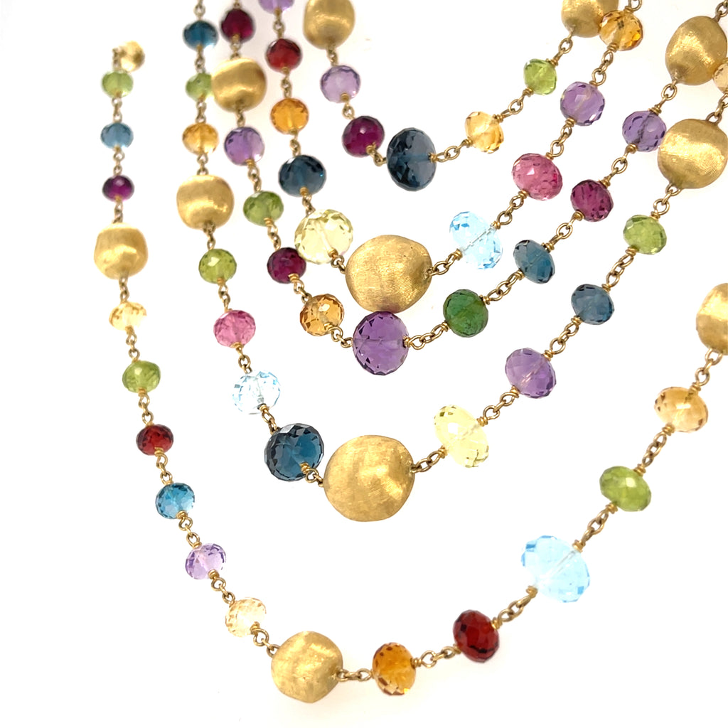 Marco Bicego 18k Gold & Five-Strand Graduated Beaded Gemstone Necklace, Length 18"