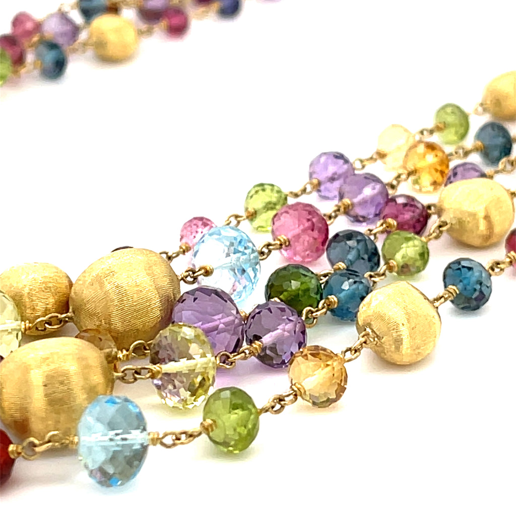 Marco Bicego 18k Gold & Five-Strand Graduated Beaded Gemstone Necklace, Length 18"