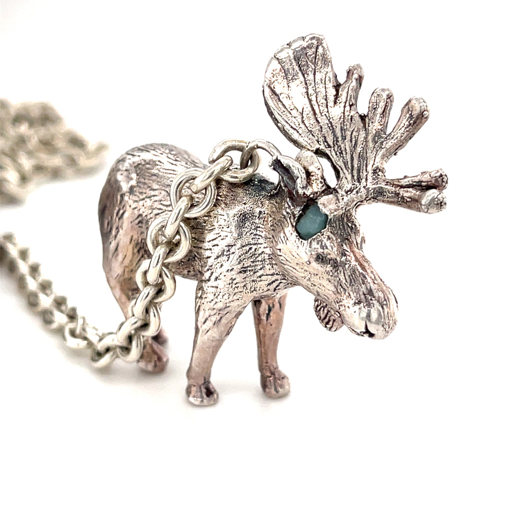 Sterling Silver Chain Necklace with Woodland Critters Charm Pendant, Length 30"