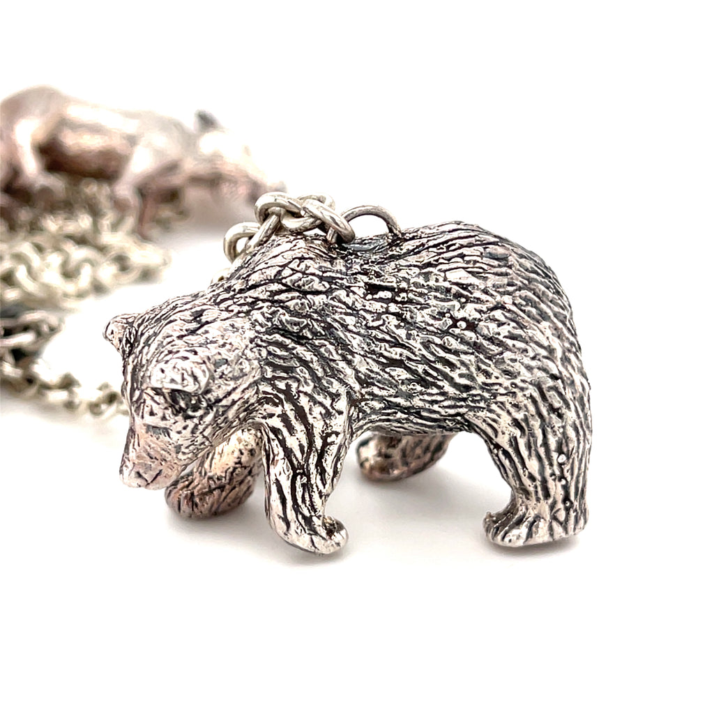 Sterling Silver Chain Necklace with Woodland Critters Charm Pendant, Length 30"