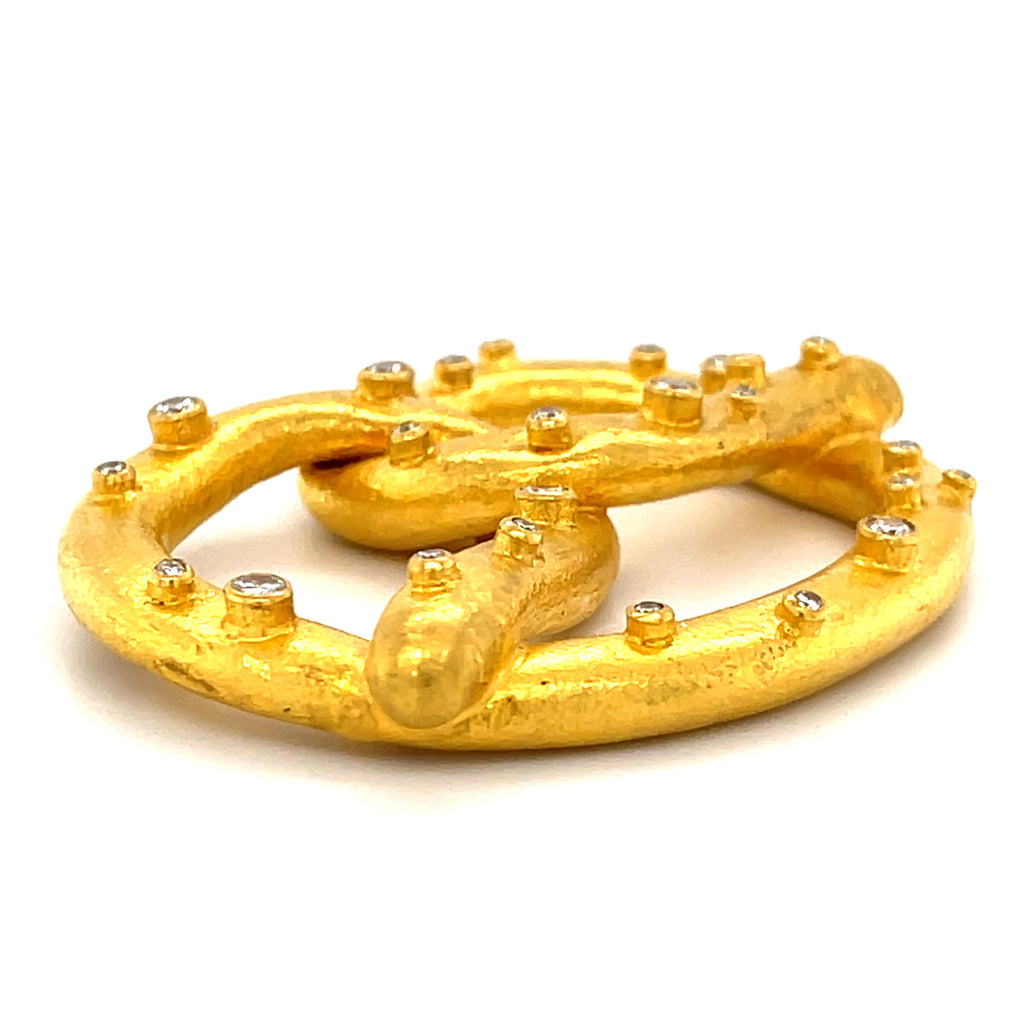 Yossi Harari 24k Gold & 0.52ct Diamond Salted Pretzel Pendant, Carrie Bradshaw "Sex and the City"