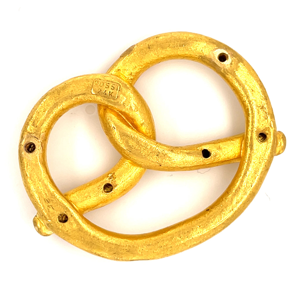 Yossi Harari 24k Gold & 0.52ct Diamond Salted Pretzel Pendant, Carrie Bradshaw "Sex and the City"