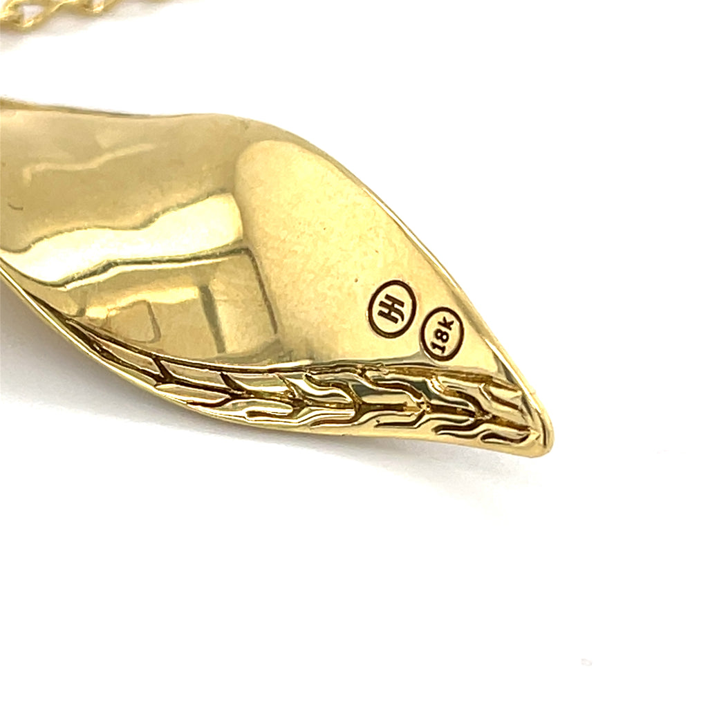 John Hardy 18k Gold Classic Chain & Wave Pendant Necklace w/ 0.20ct Diamonds, Length 36"