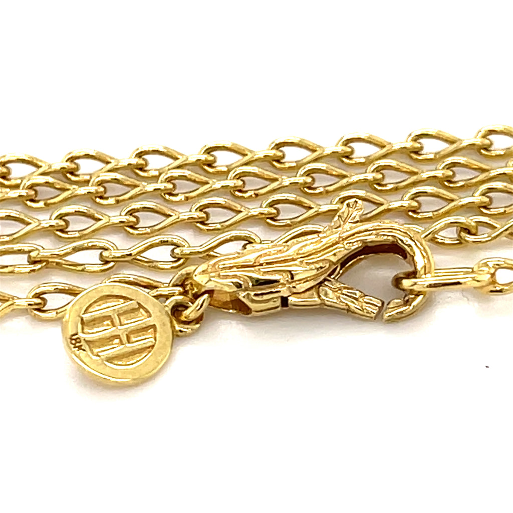 John Hardy 18k Gold Classic Chain & Wave Pendant Necklace w/ 0.20ct Diamonds, Length 36"