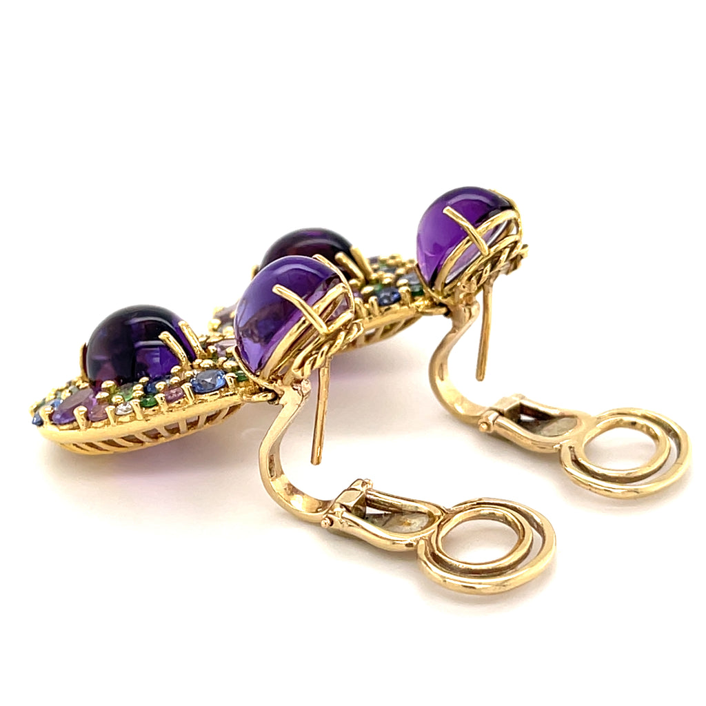 Roberto Casarin 18k Yellow Gold Multi-Gem Earring and Ring Set Size 7