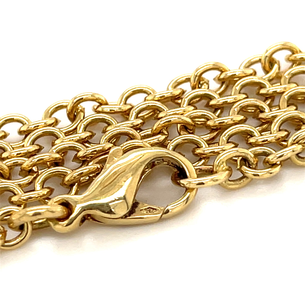 18k Yellow Gold "LOVE" Disk Pendant Necklace w/ 6.96ct Diamond Accents, Length 34"