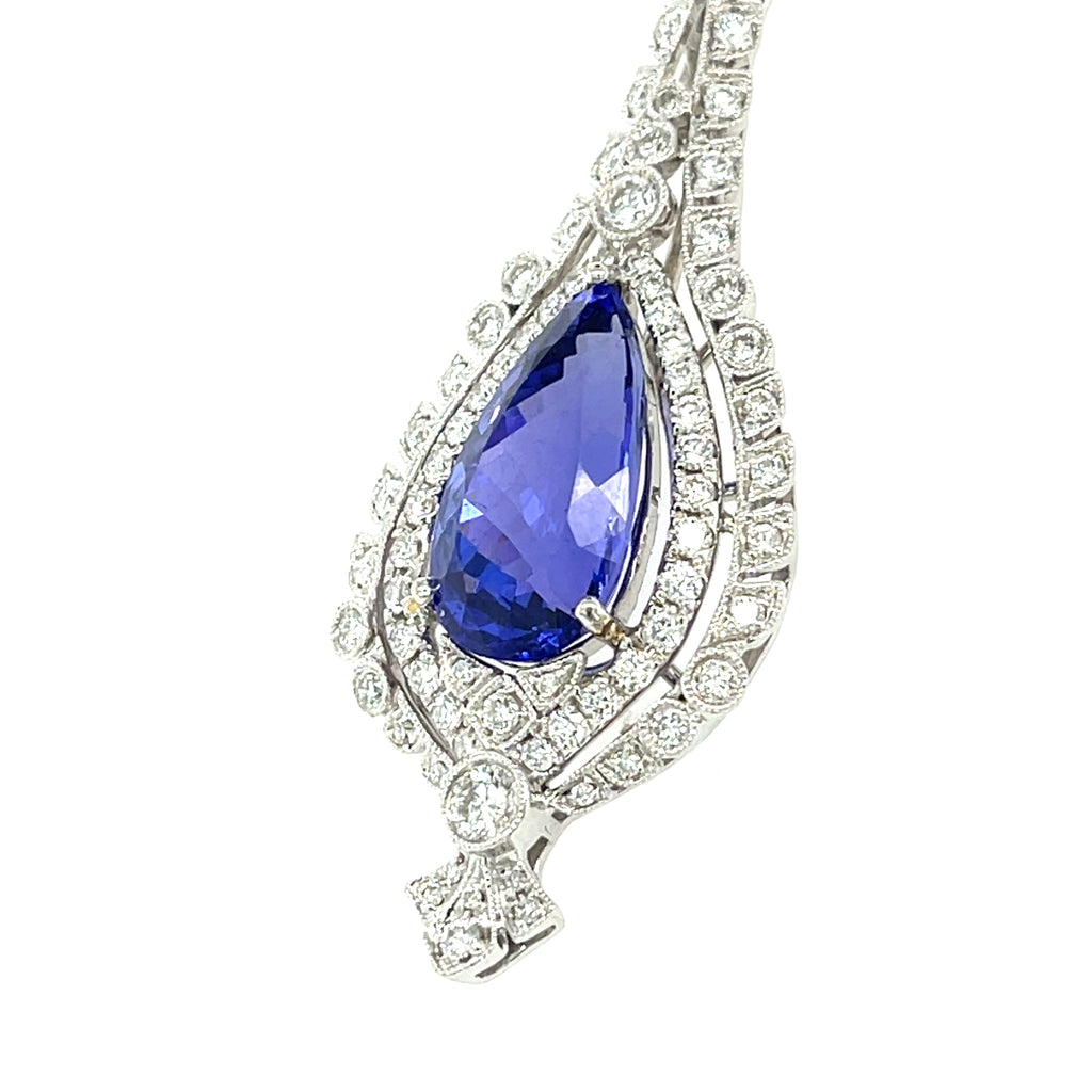 Michael Christoff 18k White Gold 7.75 ct Tanzanite Pendant with Diamond Accents