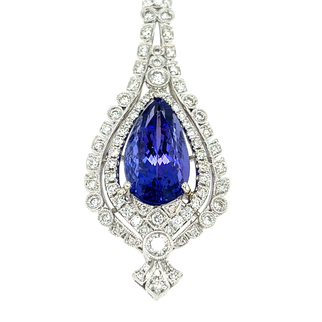 Michael Christoff 18k White Gold 7.75 ct Tanzanite Pendant with Diamond Accents
