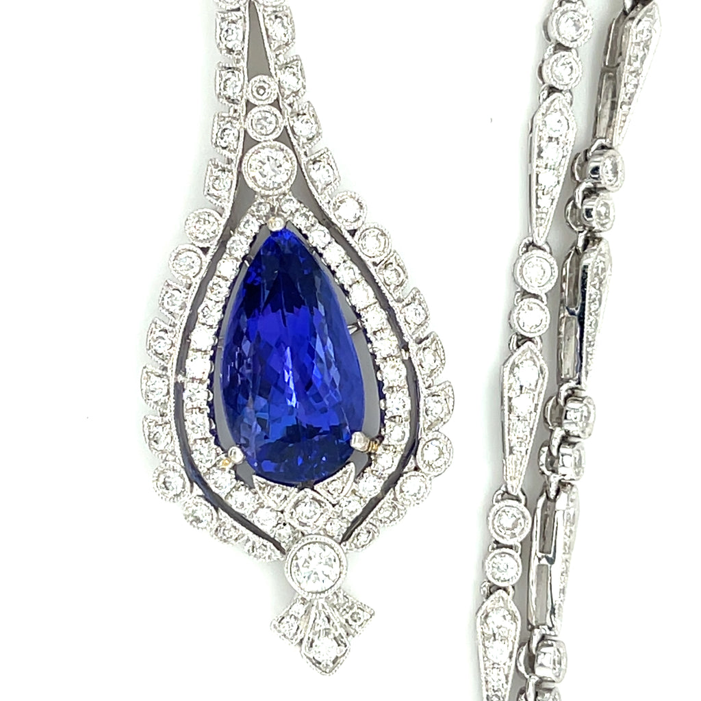 Michael Christoff 18k White Gold 7.75 ct Tanzanite Pendant with Diamond Accents