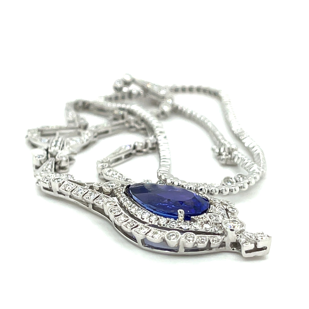 Michael Christoff 18k White Gold 7.75 ct Tanzanite Pendant with Diamond Accents