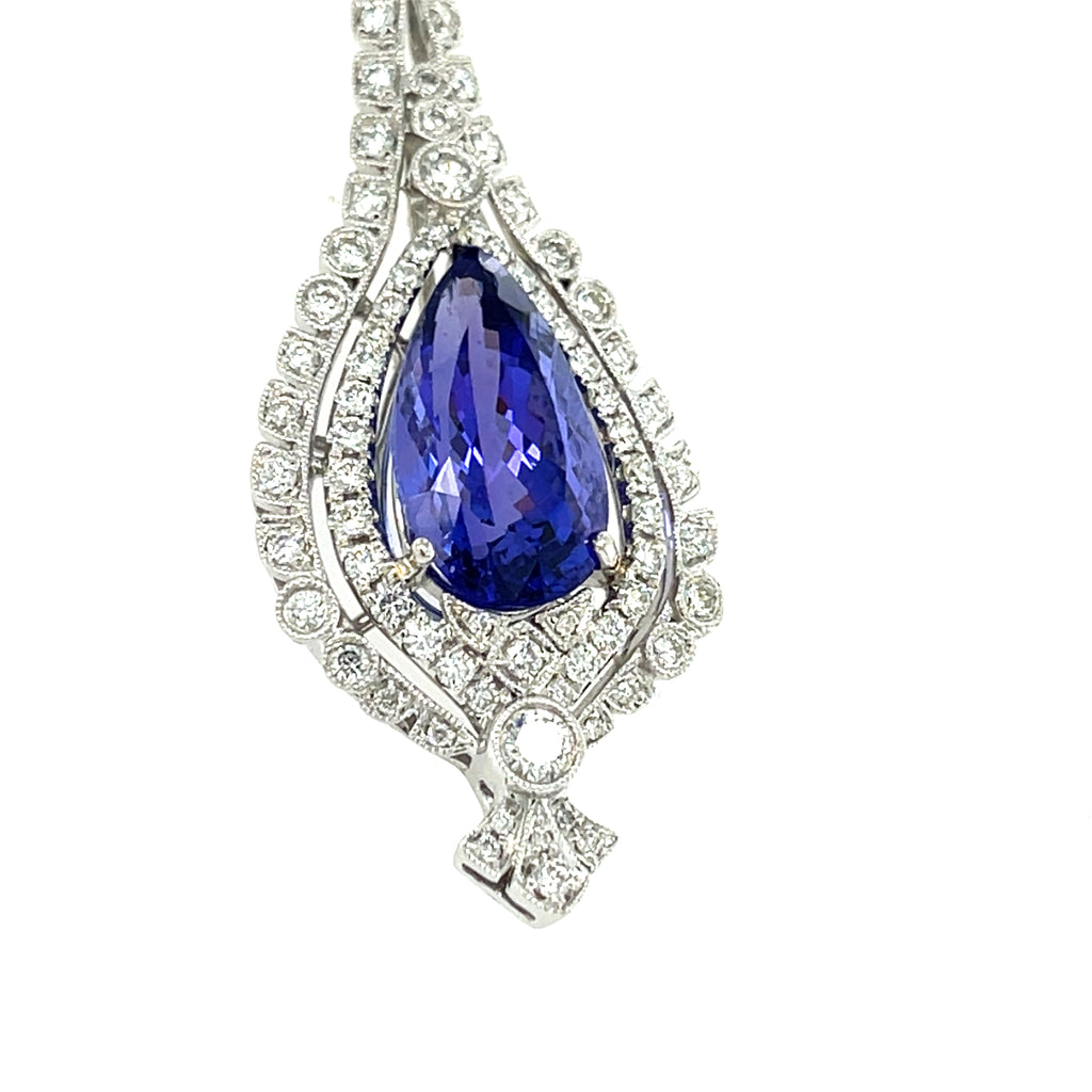 Michael Christoff 18k White Gold 7.75 ct Tanzanite Pendant with Diamond Accents