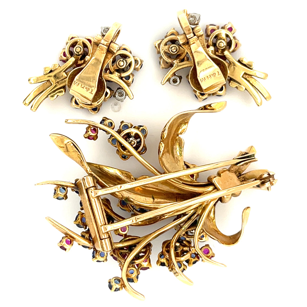Trabert, Hoeffer, and Mauboussin 18k Gold Diamond Gemstone Jewelry Set