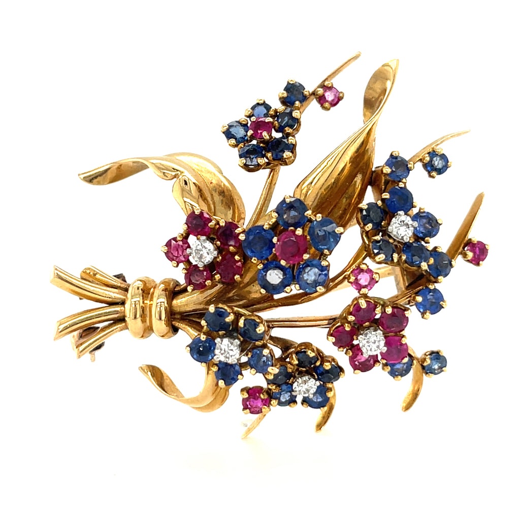 Trabert, Hoeffer, and Mauboussin 18k Gold Diamond Gemstone Jewelry Set
