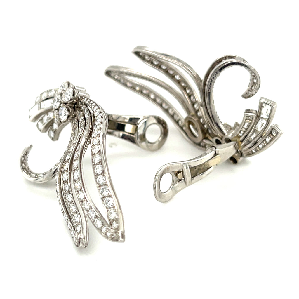 Mellerio Platinum 4.60 ct Diamond Wing Earclips Gorgeous!