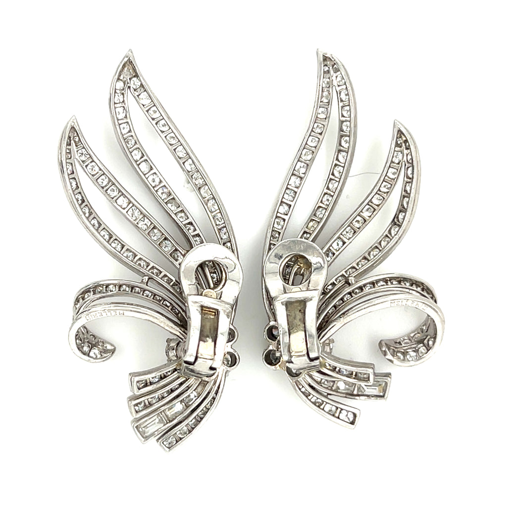 Mellerio Platinum 4.60 ct Diamond Wing Earclips Gorgeous!