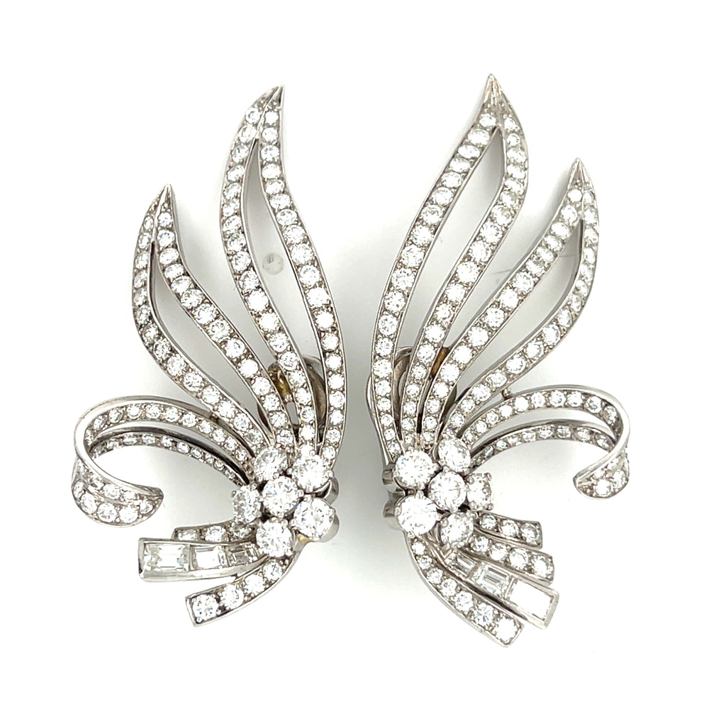 Mellerio Platinum 4.60 ct Diamond Wing Earclips Gorgeous!