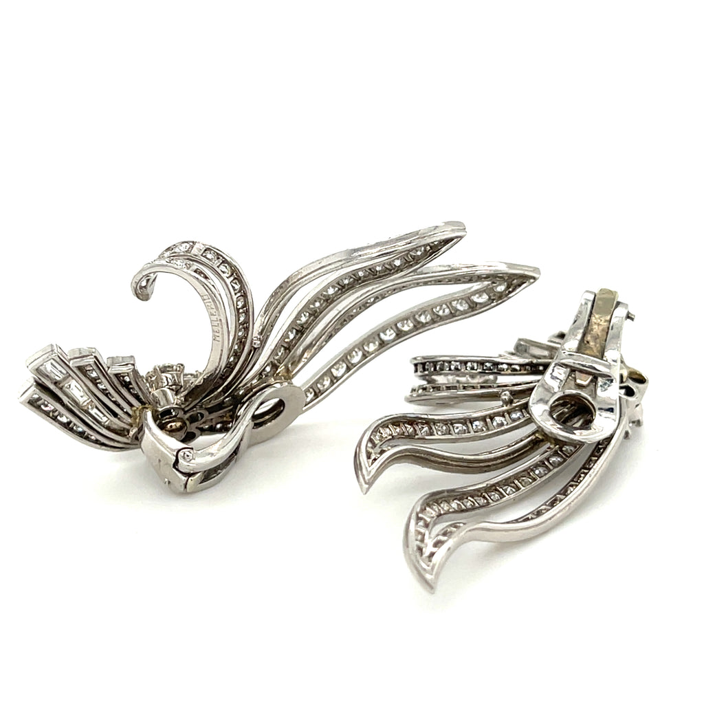 Mellerio Platinum 4.60 ct Diamond Wing Earclips Gorgeous!