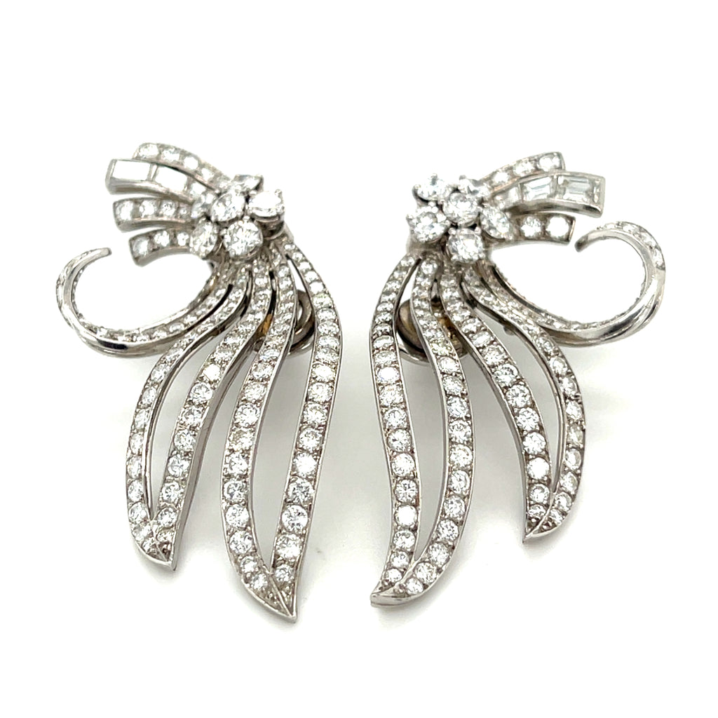 Mellerio Platinum 4.60 ct Diamond Wing Earclips Gorgeous!