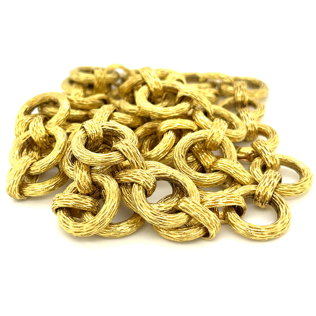 Hammerman Bros. 18k Yellow Gold Textured Link Heavy Chain Necklace 24"