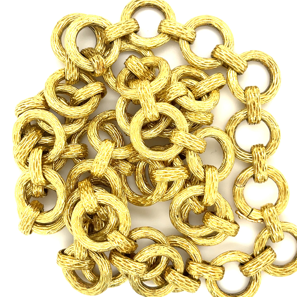 Hammerman Bros. 18k Yellow Gold Textured Link Heavy Chain Necklace 24"