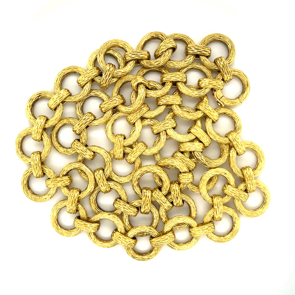 Hammerman Bros. 18k Yellow Gold Textured Link Heavy Chain Necklace 24"