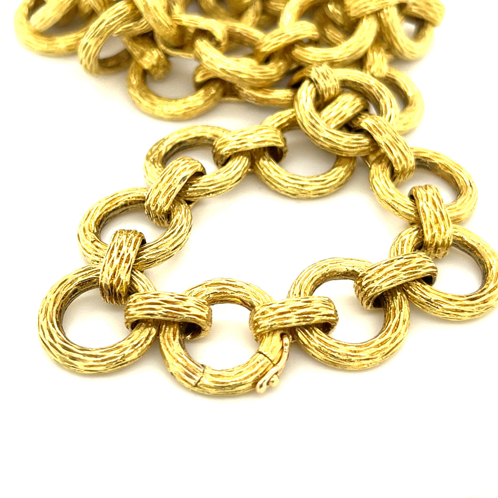 Hammerman Bros. 18k Yellow Gold Textured Link Heavy Chain Necklace 24"