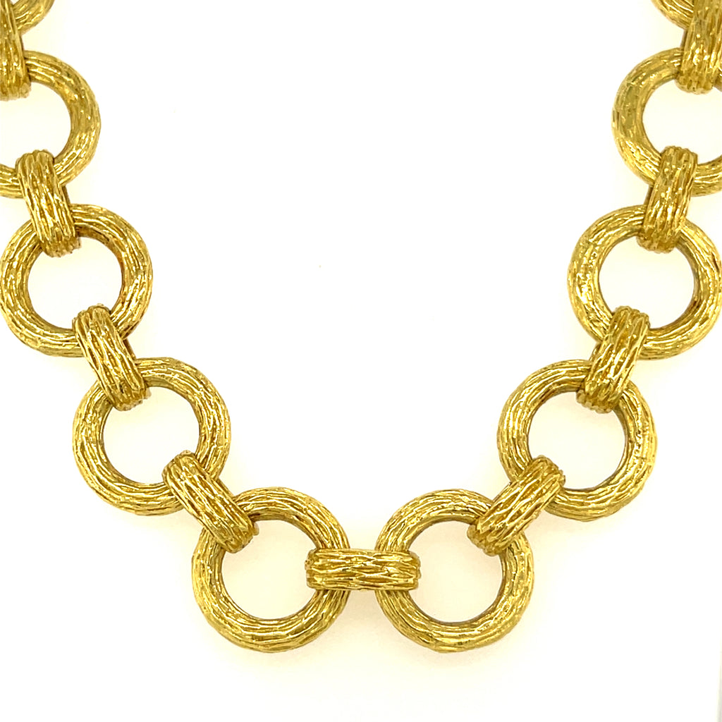Hammerman Bros. 18k Yellow Gold Textured Link Heavy Chain Necklace 24"