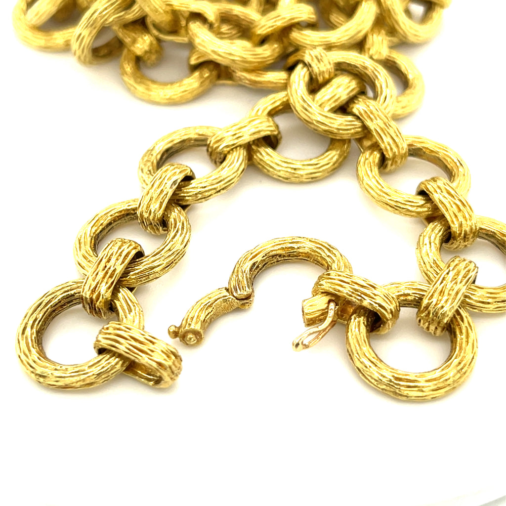 Hammerman Bros. 18k Yellow Gold Textured Link Heavy Chain Necklace 24"