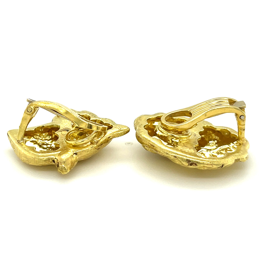 Mario Buccellati 18k Yellow Gold Lion & Lioness Ear Clips 1996