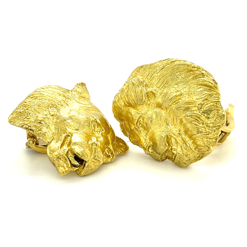 Mario Buccellati 18k Yellow Gold Lion & Lioness Ear Clips 1996