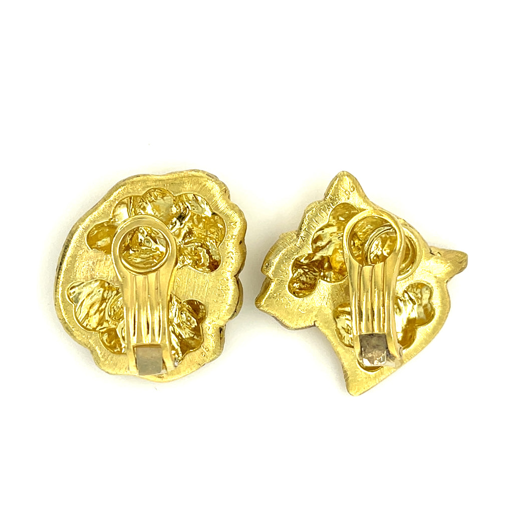 Mario Buccellati 18k Yellow Gold Lion & Lioness Ear Clips 1996