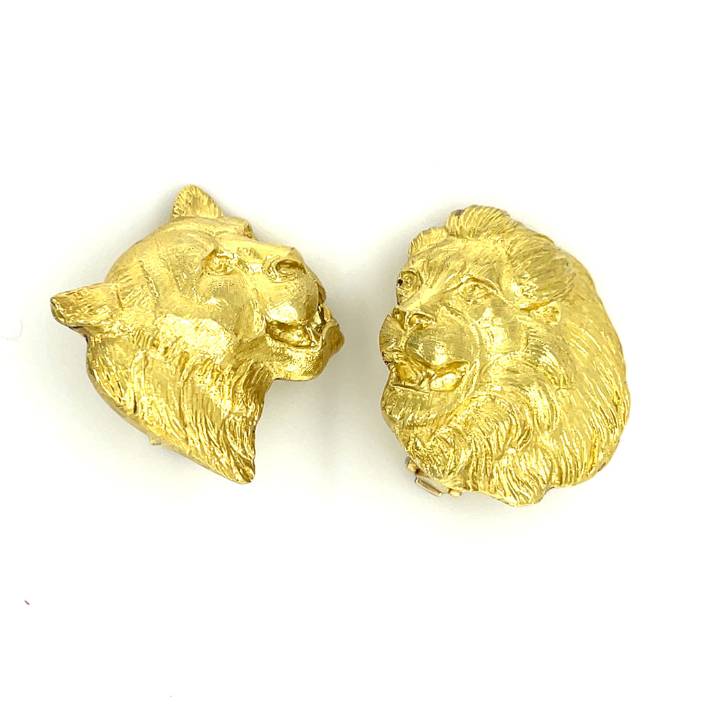Mario Buccellati 18k Yellow Gold Lion & Lioness Ear Clips 1996
