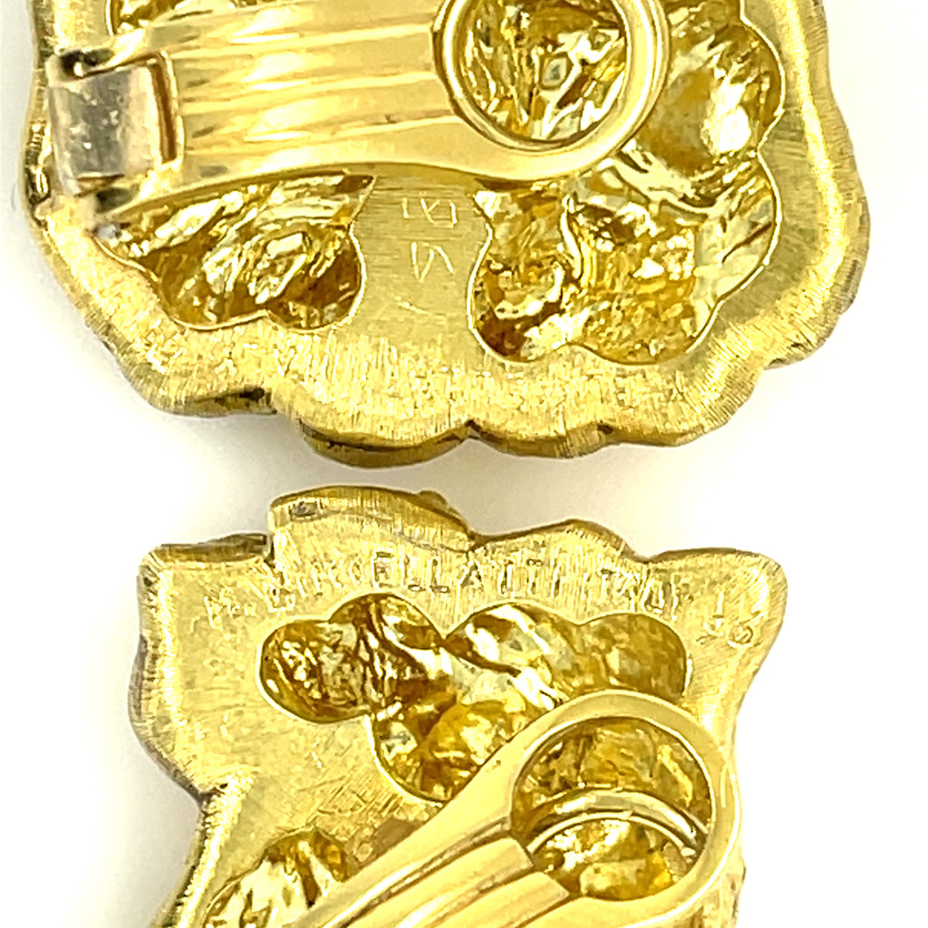 Mario Buccellati 18k Yellow Gold Lion & Lioness Ear Clips 1996