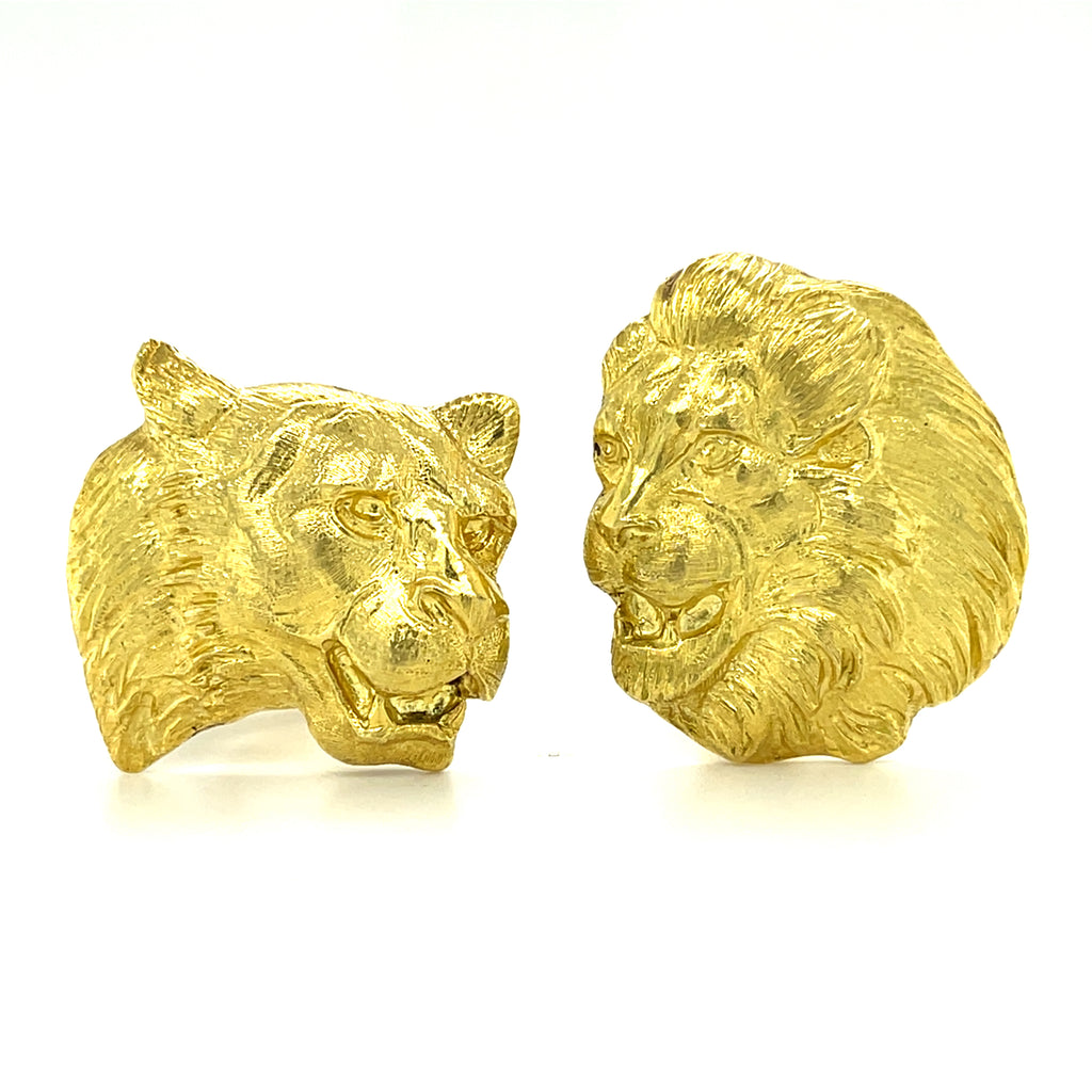 Mario Buccellati 18k Yellow Gold Lion & Lioness Ear Clips 1996