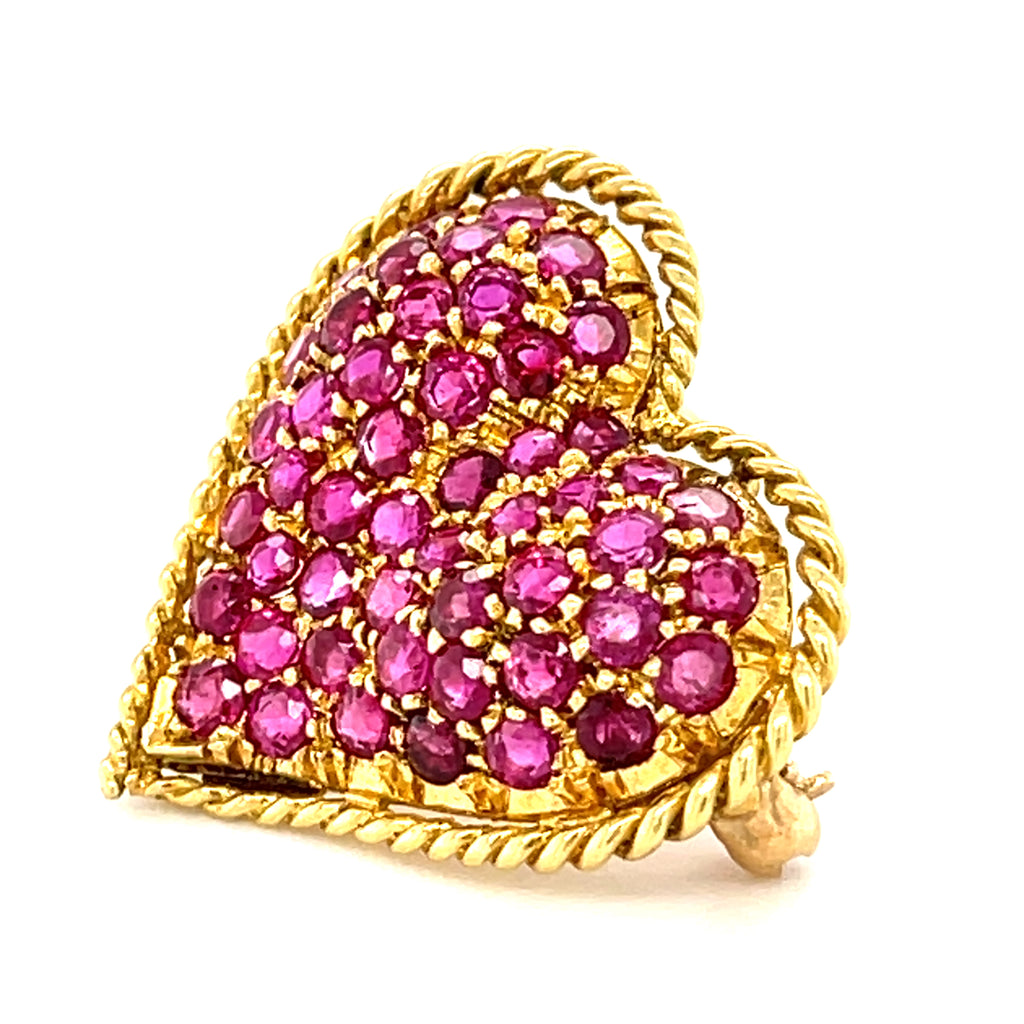 Tiffany & Co. 18k Yellow Gold Brooch With Round-Cut Rubies