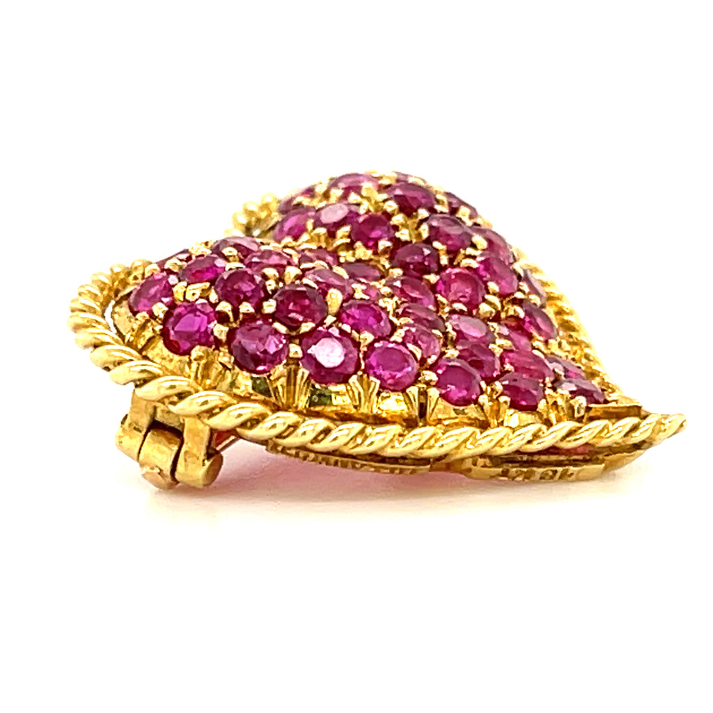 Tiffany & Co. 18k Yellow Gold Brooch With Round-Cut Rubies