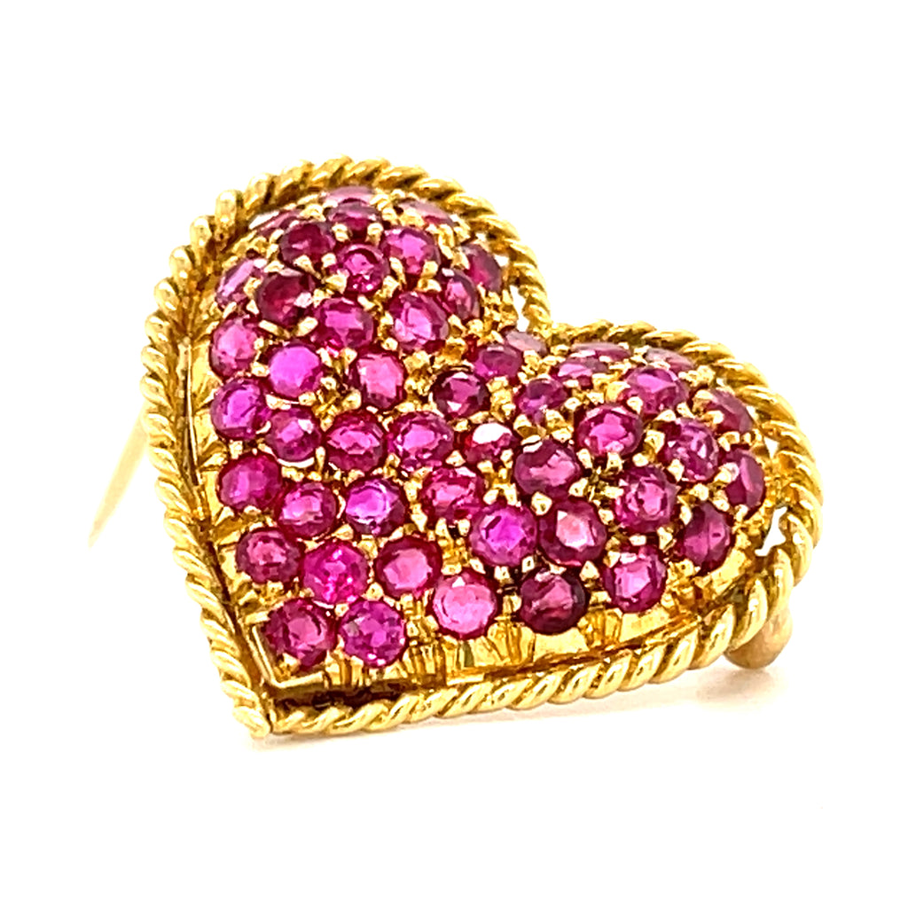 Tiffany & Co. 18k Yellow Gold Brooch With Round-Cut Rubies