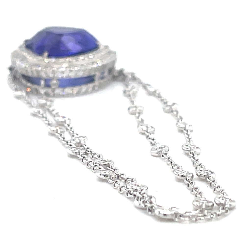 Heart Shaped Tanzanite 17.63 ct Diamond Necklace in 18k White Gold w/ GIA Cert
