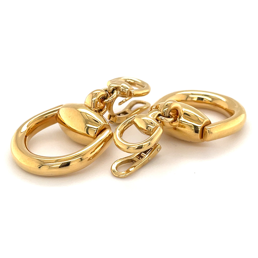 Gucci 18k Yellow Gold Horsebit Drop Earrings Stunning!