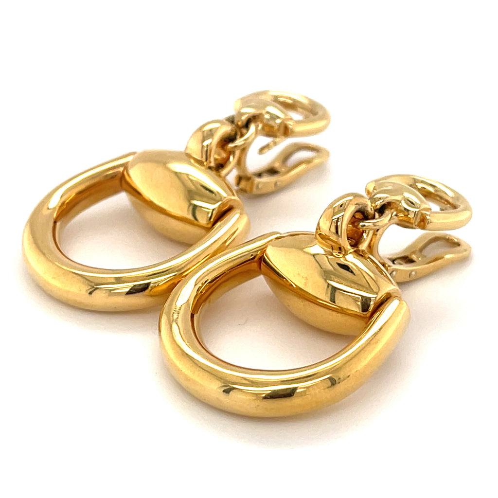 Gucci 18k Yellow Gold Horsebit Drop Earrings Stunning!